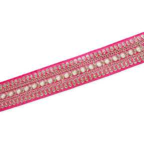 1 5 Inch Floral Petal Corded Two Tone Woven Trim SV581399 American Beauty A2