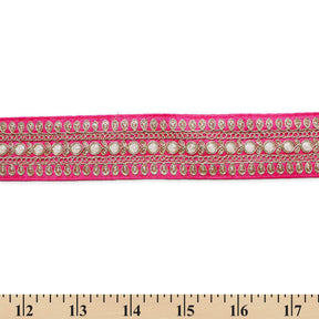 1 5 Inch Floral Petal Corded Two Tone Woven Trim SV581399 American Beauty A9