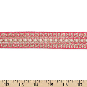 1 5 Inch Floral Petal Corded Two Tone Woven Trim SV581400 Pink A9
