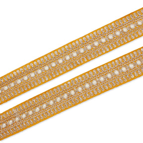 1 5 Inch Floral Petal Corded Two Tone Woven Trim SV581404 Gold A1