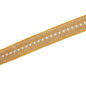 1 5 Inch Floral Petal Corded Two Tone Woven Trim SV581404 Gold A2