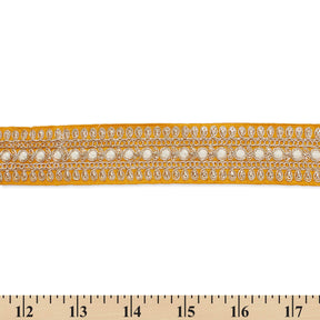 1 5 Inch Floral Petal Corded Two Tone Woven Trim SV581404 Gold A9
