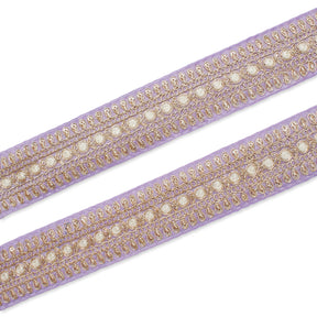 1 5 Inch Floral Petal Corded Two Tone Woven Trim SV581405 Lilac A1