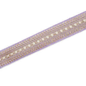 1 5 Inch Floral Petal Corded Two Tone Woven Trim SV581405 Lilac A2
