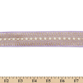 1 5 Inch Floral Petal Corded Two Tone Woven Trim SV581405 Lilac A9