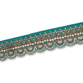 2 Inch Regal Gold Metallic Sequined Cording On Plain Woven Trim SV581408 Teal A2