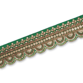 2 Inch Regal Gold Metallic Sequined Cording On Plain Woven Trim SV581409 Kelly Green A2