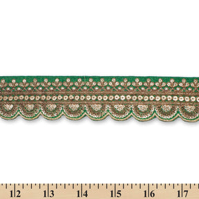 2 Inch Regal Gold Metallic Sequined Cording On Plain Woven Trim SV581409 Kelly Green A9