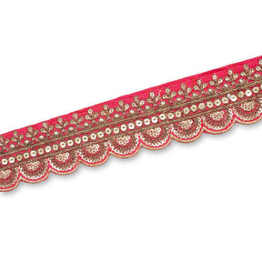 2 Inch Regal Gold Metallic Sequined Cording On Plain Woven Trim SV581410 Fuchsia A2