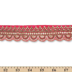 2 Inch Regal Gold Metallic Sequined Cording On Plain Woven Trim SV581410 Fuchsia A9