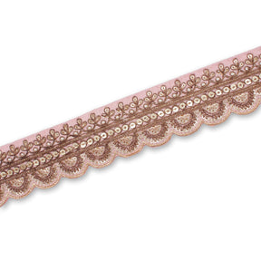 2 Inch Regal Gold Metallic Sequined Cording On Plain Woven Trim SV581411 Pink A2