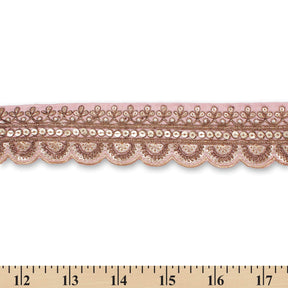 2 Inch Regal Gold Metallic Sequined Cording On Plain Woven Trim SV581411 Pink A9