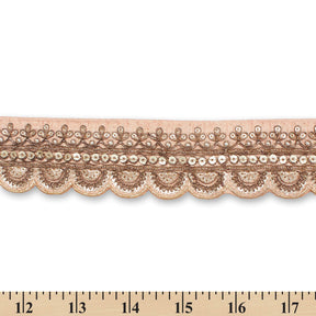 2 Inch Regal Gold Metallic Sequined Cording On Plain Woven Trim SV581412 Peach A9