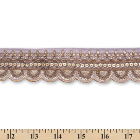 2 Inch Regal Gold Metallic Sequined Cording On Plain Woven Trim SV581413 Lilac A9