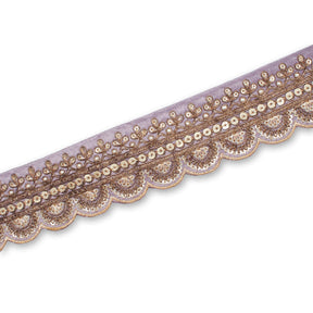 2 Inch Regal Gold Metallic Sequined Cording On Plain Woven Trim SV581413 Lilac A2