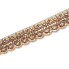 2 Inch Regal Gold Metallic Sequined Cording On Plain Woven Trim SV581416 Champagne A2