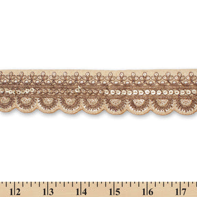 2 Inch Regal Gold Metallic Sequined Cording On Plain Woven Trim SV581416 Champagne A9