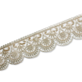 2 5 Inch Scalloped Sequin Metallic Corded Mesh Trim SV581417 Champagne A2