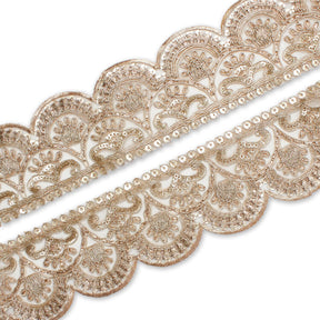 2 5 Inch Scalloped Sequin Metallic Corded Mesh Trim SV581418 Copper A1