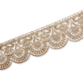 2 5 Inch Scalloped Sequin Metallic Corded Mesh Trim SV581418 Copper A2