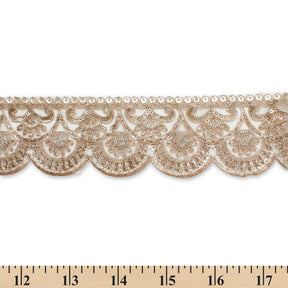2 5 Inch Scalloped Sequin Metallic Corded Mesh Trim SV581418 Copper A9
