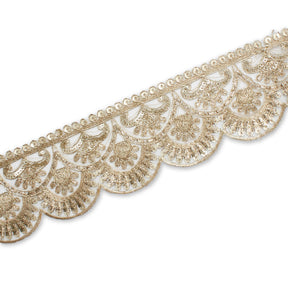 2 5 Inch Scalloped Sequin Metallic Corded Mesh Trim SV581419 Gold A2