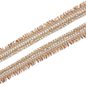 1 Inch Glitter Gem Gut Rhinestone Corded Trim SV581424 Antique Gold A1