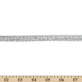 0 5 Inch Bedazzled Rhinestone Corded Trim SV581434 Silver A9
