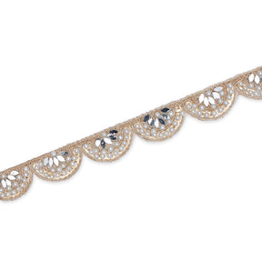 1 Inch Mirror Pearl Sequined Metallic Embroidery On Mesh Trim SV581436 Gold A2