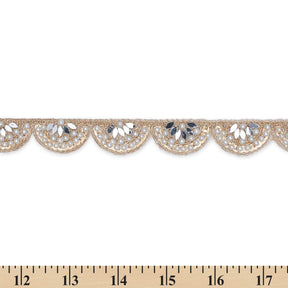 1 Inch Mirror Pearl Sequined Metallic Embroidery On Mesh Trim SV581436 Gold A9