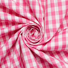 1/4 Inch Gingham Check Polyester Cotton Poplin Fabric SV581822 Fuchsia / White Image A2