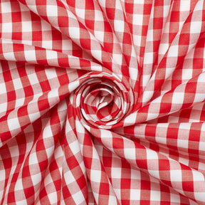 1/4 Inch Gingham Check Polyester Cotton Poplin Fabric SV581823 Red / White Image A2