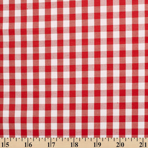 1/4 Inch Gingham Check Polyester Cotton Poplin Fabric SV581823 Red / White Image A9