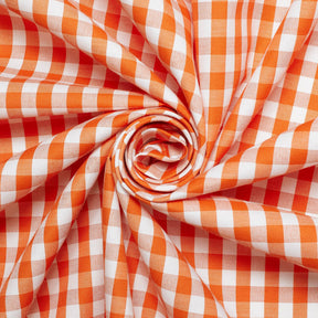 1/4 Inch Gingham Check Polyester Cotton Poplin Fabric SV581824 Orange / White Image A2