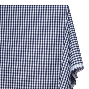 1/4 Inch Gingham Check Polyester Cotton Poplin Fabric SV581825 Navy Blue / White Image A1