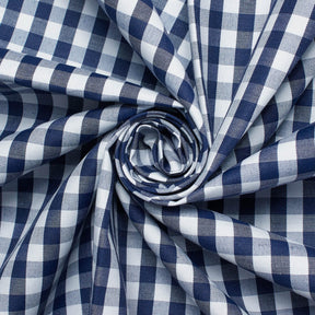 1/4 Inch Gingham Check Polyester Cotton Poplin Fabric SV581825 Navy Blue / White Image A2