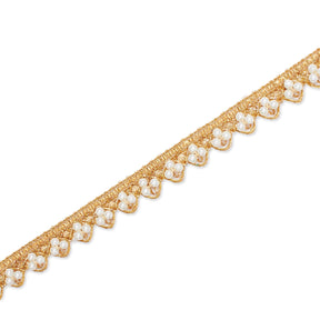1/2 Inch Metallic Ribbon & Cording On Pearly Beaded Fabric Trim SV581885-HP Gold / White Image A3