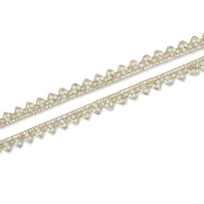 1/2 Inch Metallic Ribbon & Cording On Pearly Beaded Fabric Trim SV581886-HP Silver / White Image A4