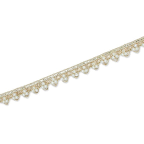 1/2 Inch Metallic Ribbon & Cording On Pearly Beaded Fabric Trim SV581886-HP Silver / White Image A3