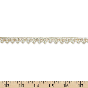 1/2 Inch Metallic Ribbon & Cording On Pearly Beaded Fabric Trim SV581886-HP Silver / White Image A9