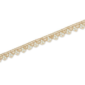 1/2 Inch Metallic Ribbon & Cording On Pearly Beaded Fabric Trim SV581887-HP Beige / White Image A3