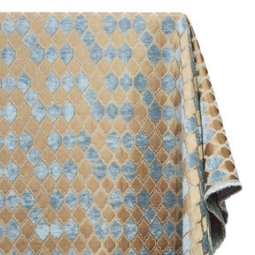 Trellis Chenille Upholstery Brocade Satin Jacquard Fabric SV581970 Tan Turquoise A1