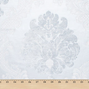 Royal Damask Chenille Upholstery Brocade Satin Jacquard Fabric SV581973 Off White Grey A9