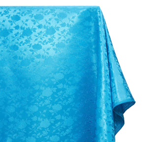 Rose Jacquard Satin Fabric Image SV582001 Turquoise A1 