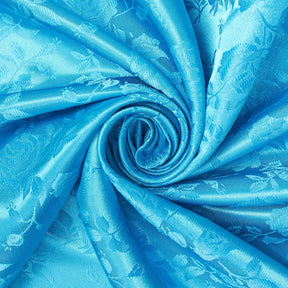 Rose Jacquard Satin Fabric Image SV582001 Turquoise A2