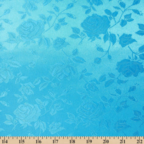 Rose Jacquard Satin Fabric Image SV582001 Turquoise A9