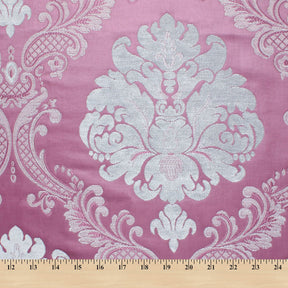 Royal Damask Chenille Upholstery Brocade Satin Jacquard Fabric SV582131 Plum Silver A9