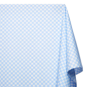 Checkered Print Cotton Fabric SV582165 Light Blue White A1