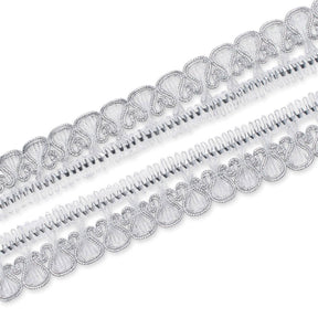 1 25 Inch Scroll Scalloped Metallic Corded 25 Yard Trim SV582550 Silver A3