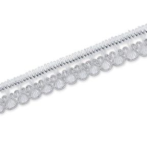 1 25 Inch Scroll Scalloped Metallic Corded 25 Yard Trim SV582550 Silver A1